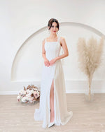 Mesh Ribbon Straps Chiffon Maxi Gown (XS-L)