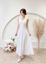 V Sleeveless Pleats Flare Maxi Gown (S-L)