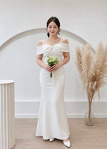 *S&C Made PLUS SIZE* Bow Design Pearl Mermaid Maxi Gown WHITE (S-2XL)
