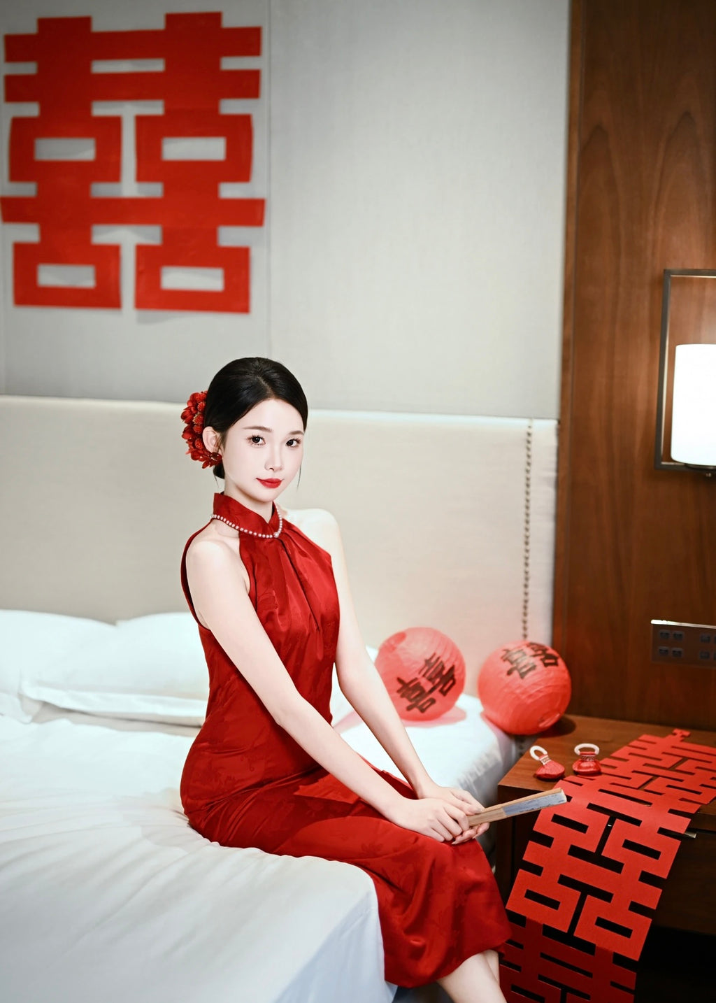 *S&C Made* Halter Pearl Neckline Qipao MAROON (XS-L)