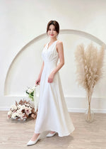 V Sleeveless Pleats Flare Maxi Gown (S-L)