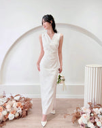 V Sleeveless Pleats Side Slit Maxi Dress (S-L)