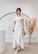 *S&C Made* Ruffles Design Cold Shoulder Maxi Gown WHITE (S-XL)