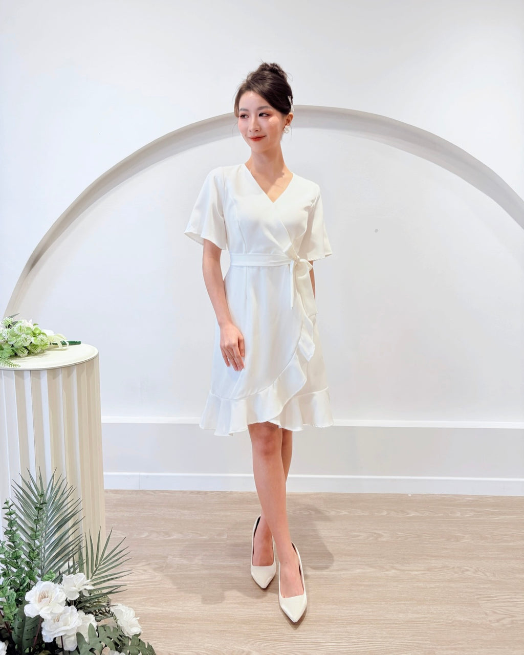*S&C MADE* V Ruffles Mermaid Dress WHITE (S-XL)