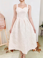 3D Embroidery Sleeveless Flare Midi Dress BEIGE WHITE (S-L)