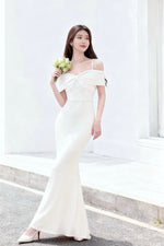 *S&C Made PLUS SIZE* Bow Design Pearl Mermaid Maxi Gown WHITE (S-2XL)