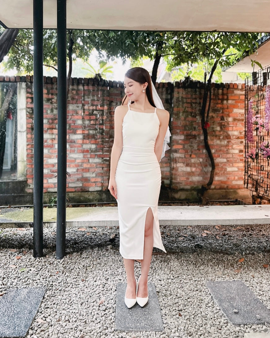 Sleeveless Pleats Body Fit Midi Dress WHITE (M) – Sweet Classy