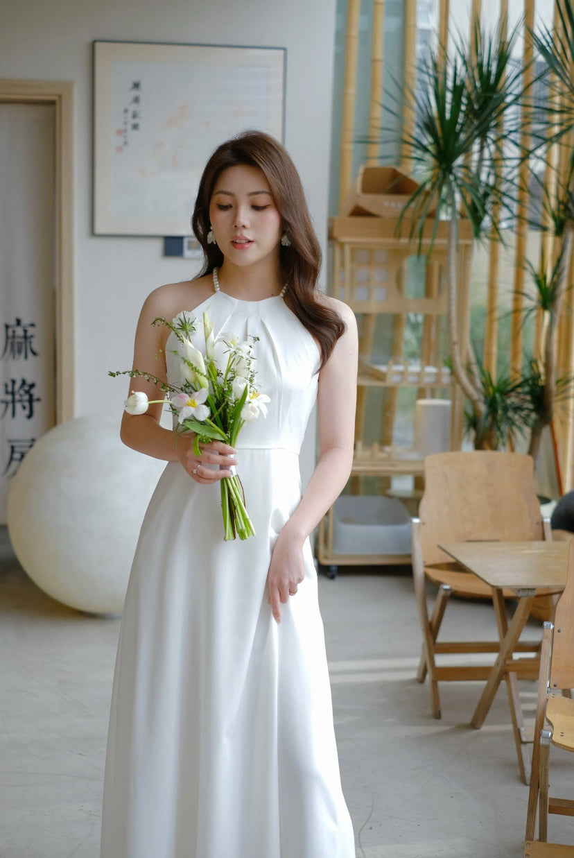 Pearl Design Halter Maxi Gown (XS-L)