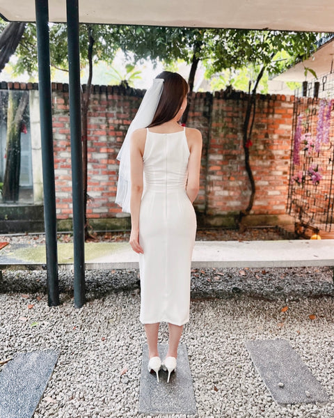 Sleeveless Pleats Body Fit Midi Dress WHITE (SM) – Sweet & Classy Co