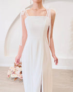 Mesh Ribbon Straps Chiffon Maxi Gown (XS-L)