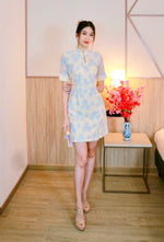 Crochet Lace Oriental Slit Dress PINK FLORAL/ YELLOW FLORAL (S-L)