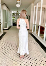Halter Knot Design Body Fit Mermaid Maxi Gown WHITE (S-L)