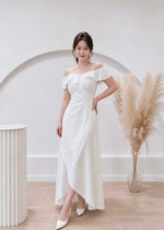 *S&C Made* Ruffles Design Cold Shoulder Maxi Gown WHITE (S-XL)