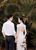 *S&C MADE* Eyelash Lace Bow Design QiPao WHITE (S-XL)