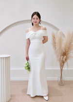*S&C Made PLUS SIZE* Bow Design Pearl Mermaid Maxi Gown WHITE (S-2XL)