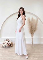 *S&C Made* Satin Halter Bow Design Flare Maxi Dress WHITE/ CHAMPAGNE (XS-L)