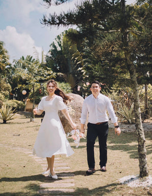 *S&C MADE* Puffy Sleeve Square Neck Midi Dress WHITE (S)
