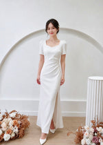 *PLUS SIZE* Sweetheart Slit Mermaid Maxi Dress WHITE/ MAROON (S-2XL)