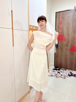 Satin Cowl Neck Midi Dress WHITE (S-XL)