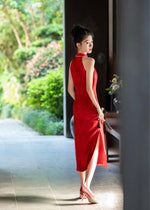 *S&C Made* Halter Pearl Neckline Qipao MAROON (XS-L)