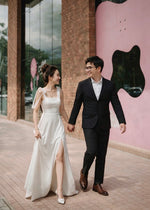 Mesh Ribbon Straps Chiffon Maxi Gown (XS-L)