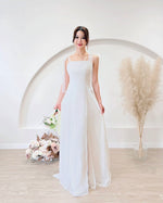 Mesh Ribbon Straps Chiffon Maxi Gown (XS-L)