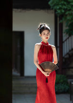 *S&C Made* Halter Pearl Neckline Qipao MAROON (XS-L)
