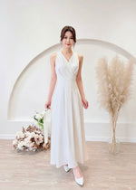 V Sleeveless Pleats Flare Maxi Gown (S-L)