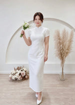 *S&C Made* Oriental Knot Bow Design Qipao WHITE/ WINE RED (S-XL)