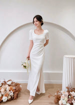 *PLUS SIZE* Sweetheart Slit Mermaid Maxi Dress WHITE/ MAROON (S-2XL)