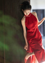 *S&C Made* Halter Pearl Neckline Qipao MAROON (XS-L)