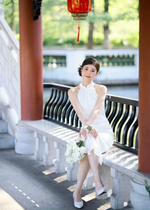 *S&C Made* Halter Pearl Neckline Qipao WHITE (XS-L)