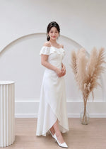 *S&C Made* Ruffles Design Cold Shoulder Maxi Gown WHITE (S-XL)