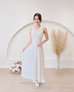 V Sleeveless Pleats Flare Maxi Gown (S-L)