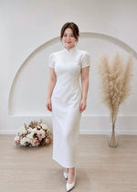 *S&C Made* Oriental Knot Bow Design Qipao WHITE/ WINE RED (S-XL)