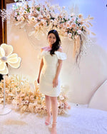 Sweet Puff Off Shoulder A Line Mini Dress WHITE (S-XL)
