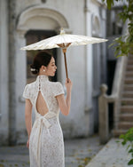 *S&C MADE* (Beige lining) Eyelash Lace Bow Design QiPao (L)