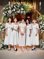 *S&C MADE* Puffy Sleeve Square Neck Midi Dress WHITE (S)