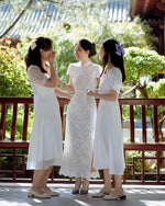 *S&C MADE* (Beige lining) Eyelash Lace Bow Design QiPao (L)
