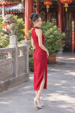 *S&C Made* Halter Pearl Neckline Qipao MAROON (XS-L)