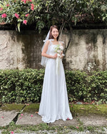 Mesh Ribbon Straps Chiffon Maxi Gown (XS-M)