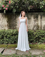 Mesh Ribbon Straps Chiffon Maxi Gown (XS-M)