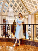 *S&C MADE* Puffy Sleeve Square Neck Midi Dress WHITE (S)