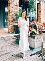 V Pleats Design Mermaid Maxi Gown WHITE/ PINK (S-L)