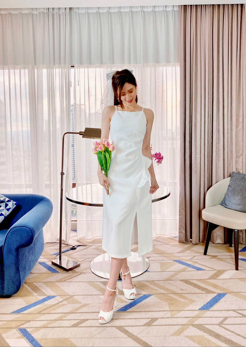 Sleeveless Ruffles Body Fit Midi Dress (S-L)