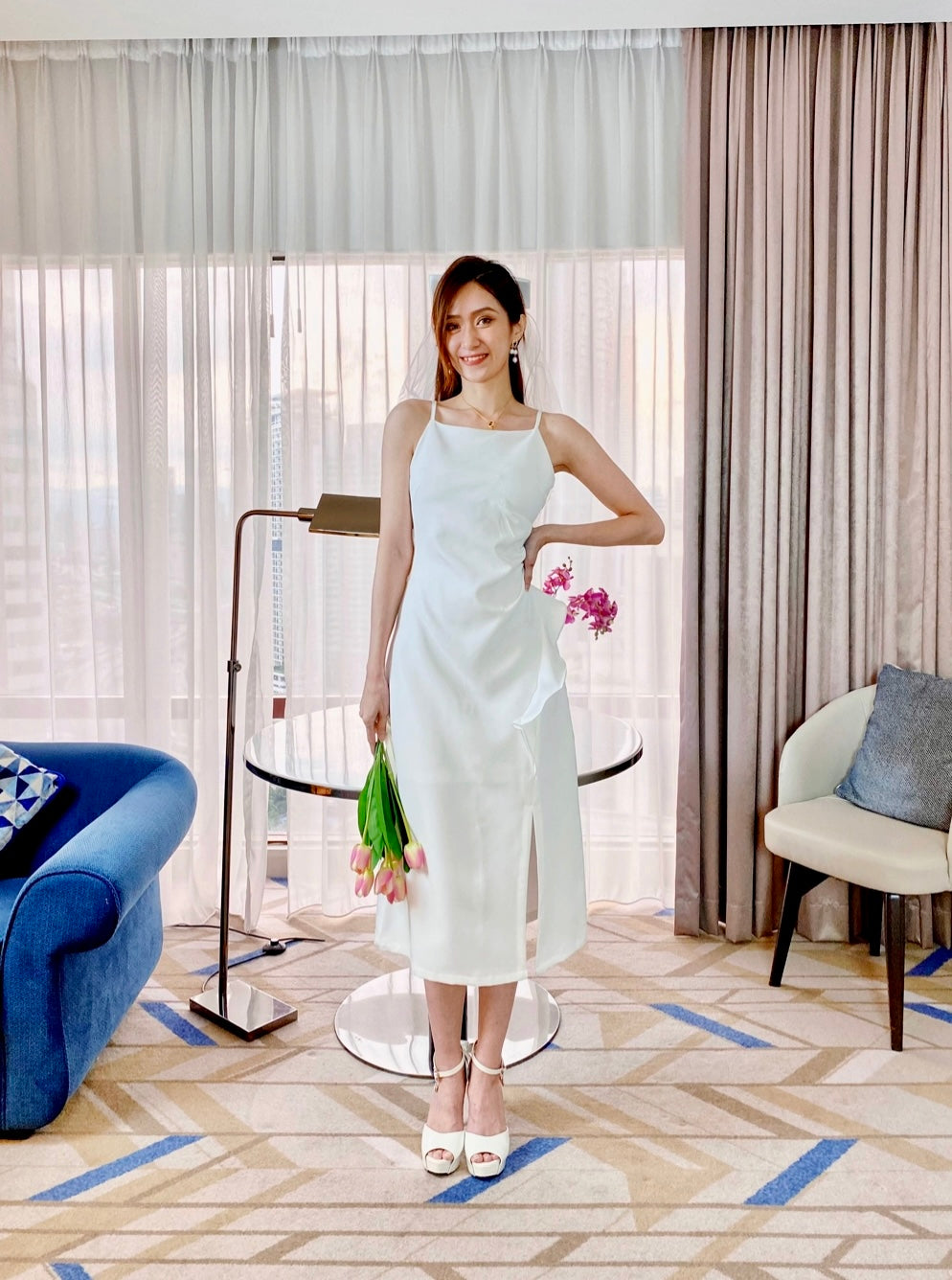 Sleeveless Ruffles Body Fit Midi Dress (S-L)