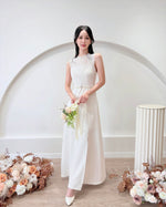 Sleeveless Lace A Line Maxi Dress WHITE/ PINK (S-XL)
