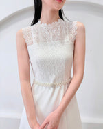Sleeveless Lace A Line Maxi Dress WHITE/ PINK (S-XL)