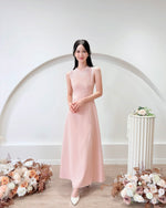 Sleeveless Lace A Line Maxi Dress WHITE/ PINK (S-XL)