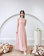Sleeveless Lace A Line Maxi Dress WHITE/ PINK (S-XL)